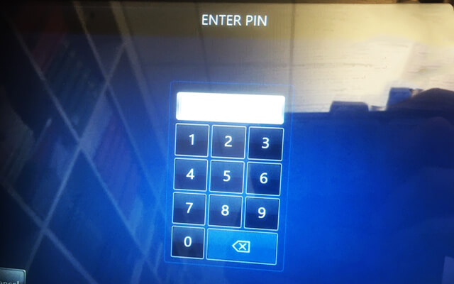 Keypad to enter pin number for concessions account