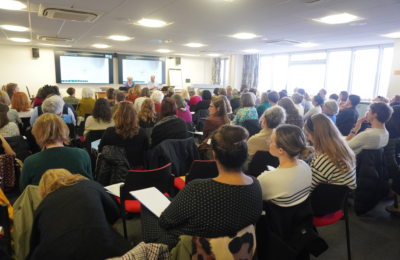 Full lecture theatre at the Infant Observation conference
